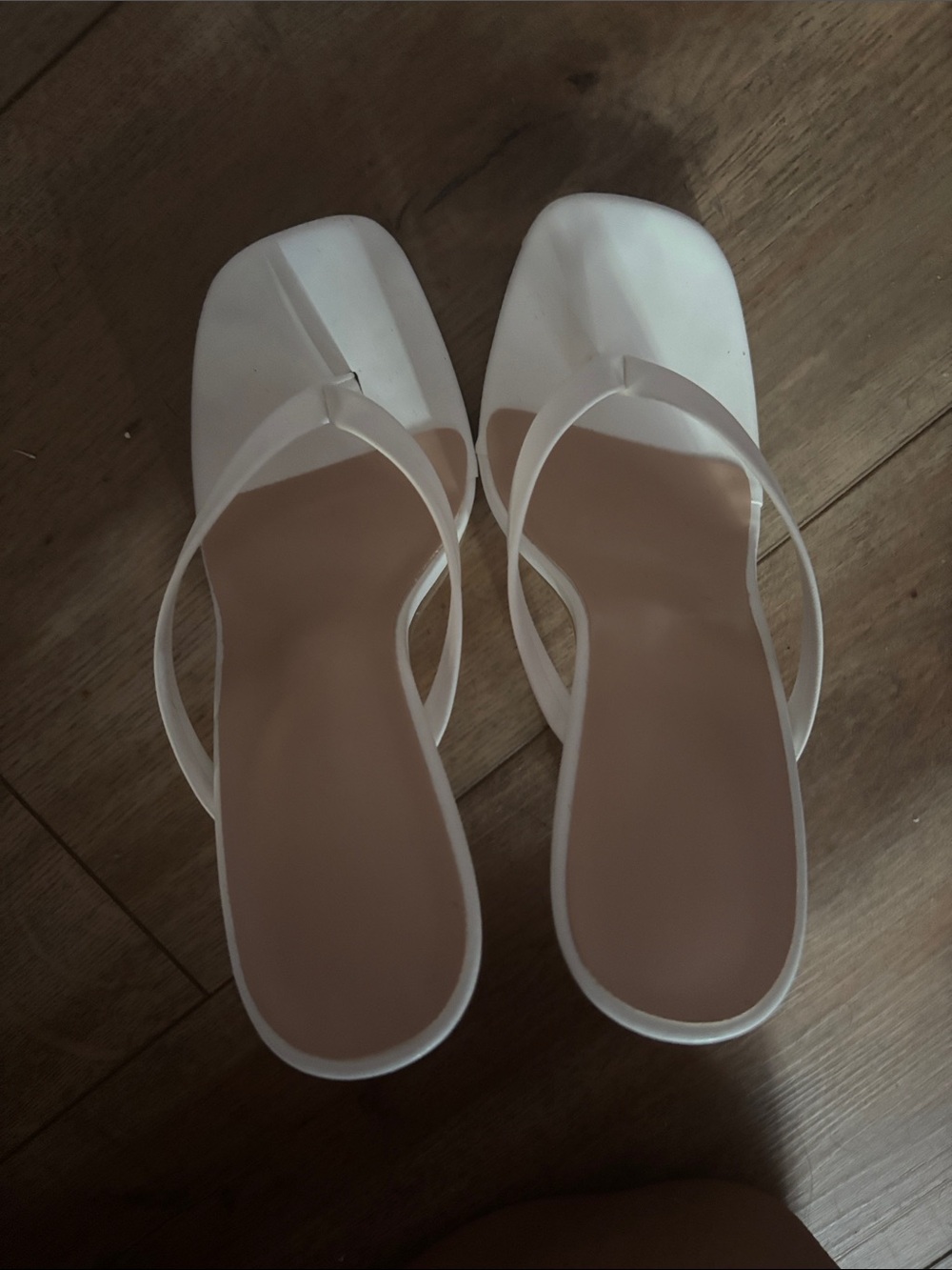 SHEIN White Square-Toe Thong Slide Sandals
